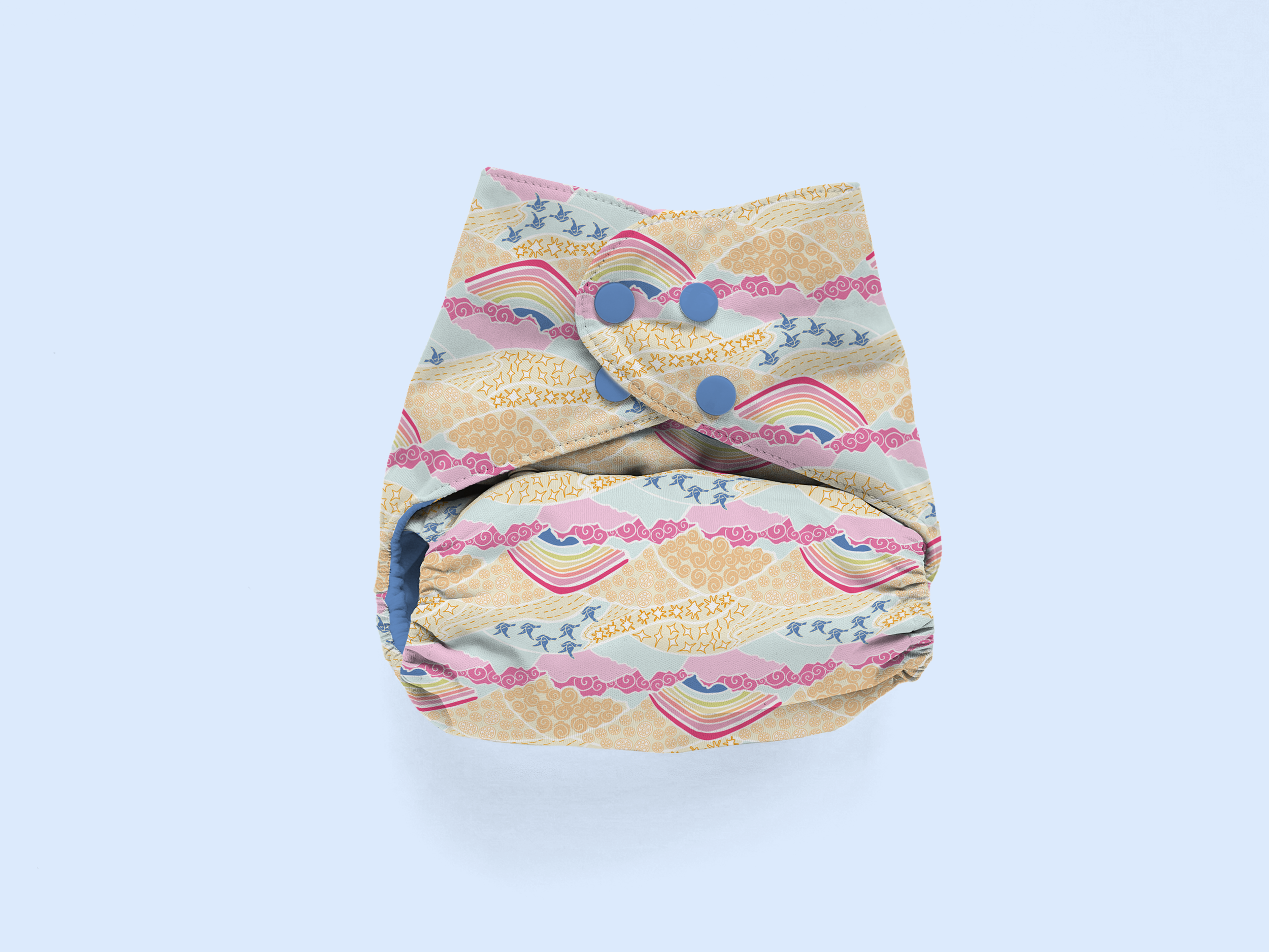 Rainbow Sky Cloth Diaper Front View.png