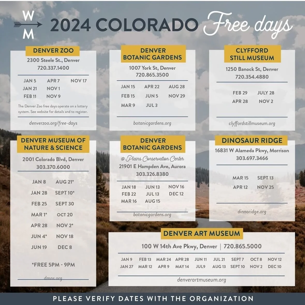 Who likes FREE things?! 👋🏼 Maybe you enjoy going to the Zoo? 🐒🐯🦁 Or the Nature and Science Museum?🔭🔬👩🏼&zwj;🔬 Here&rsquo;s a list of Denver Free days to put in your calendar for 2024. With all these things to do, I might even become my nephe