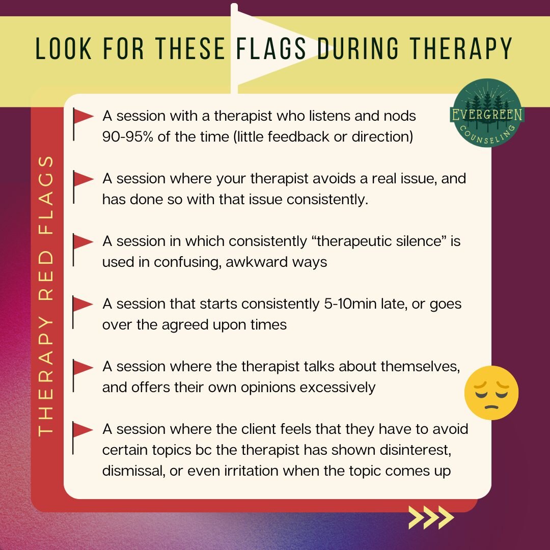 🔍 Finding the right therapist can be hard. And therapists are just people like everyone else, with their own backgrounds and personalities. So, it should be normalized to spend time finding the right therapist for you. 

Here are some 🚩 red flags a