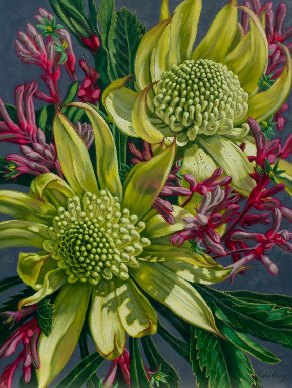 Green Waratahs and Pink Flannel Flowers