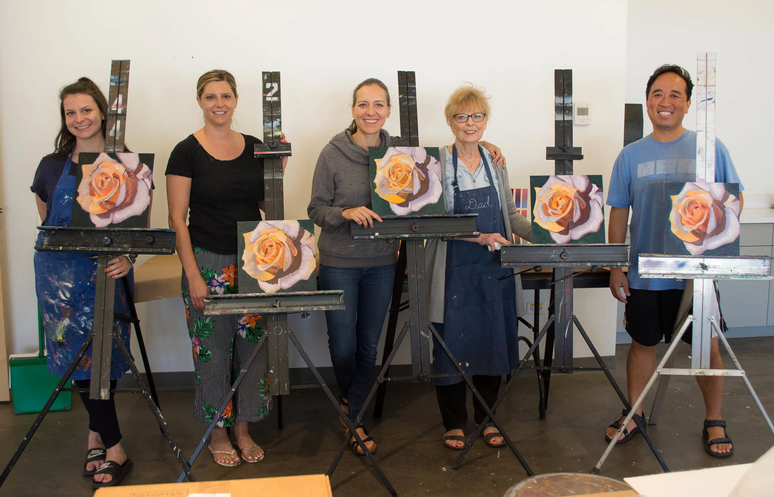 Paintings-in-progress at a 1-day workshop at Evanston Art Center, Illinois.