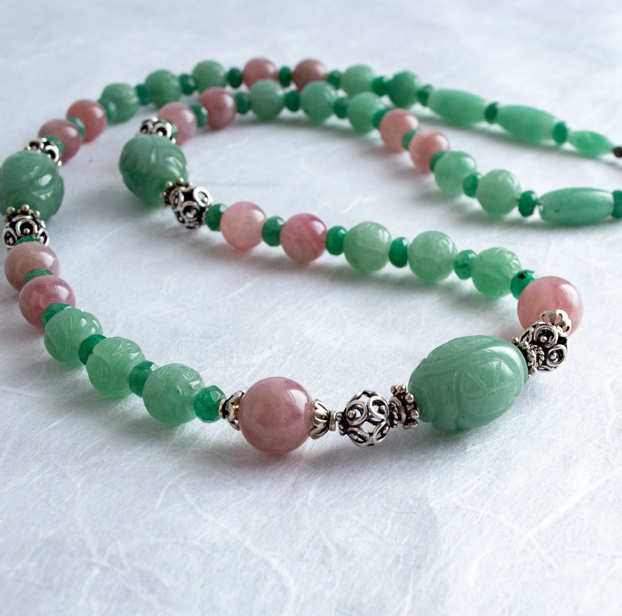 Carved Aventurine, Rose Quartz 
