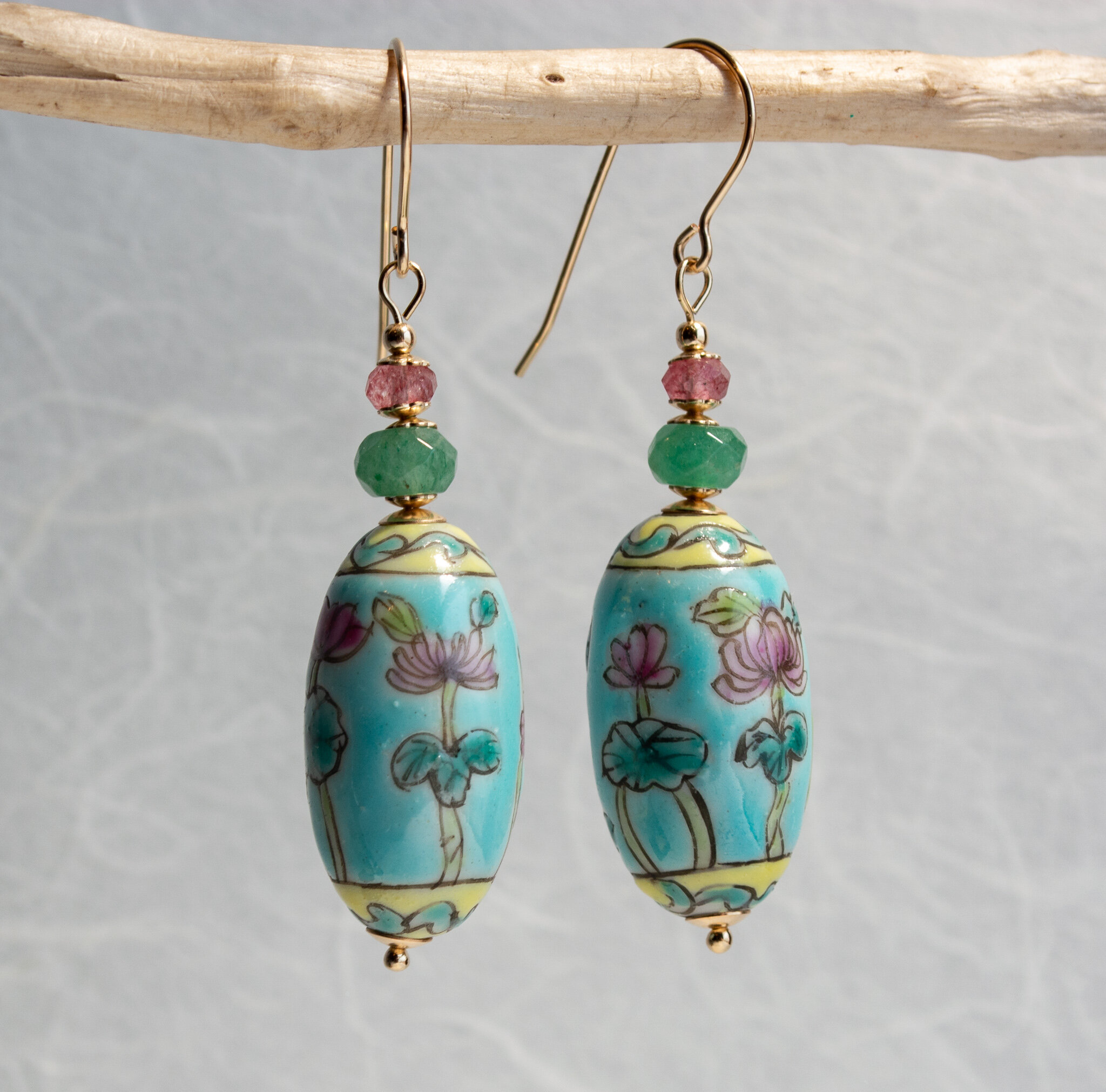 handcrafted ceramic beads cross shaped earrings findings filigree porcelain pendants Bohemian ceramic charms