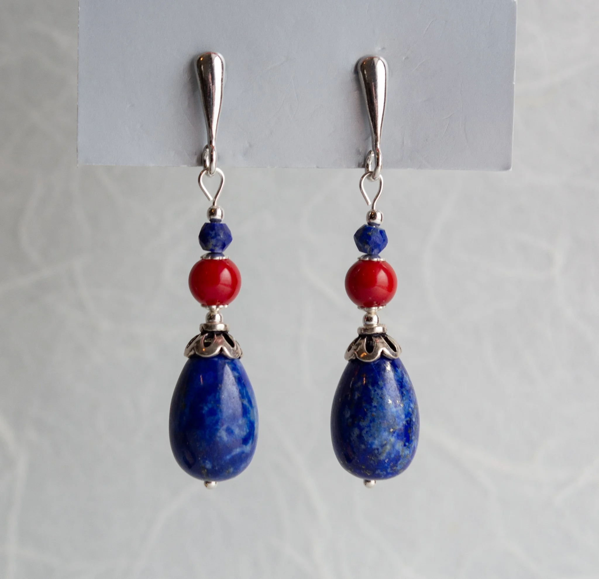Lapis-Lazuli-Coral-Silver-Short-Teardrop-Earrings-1-F-Craig.jpg