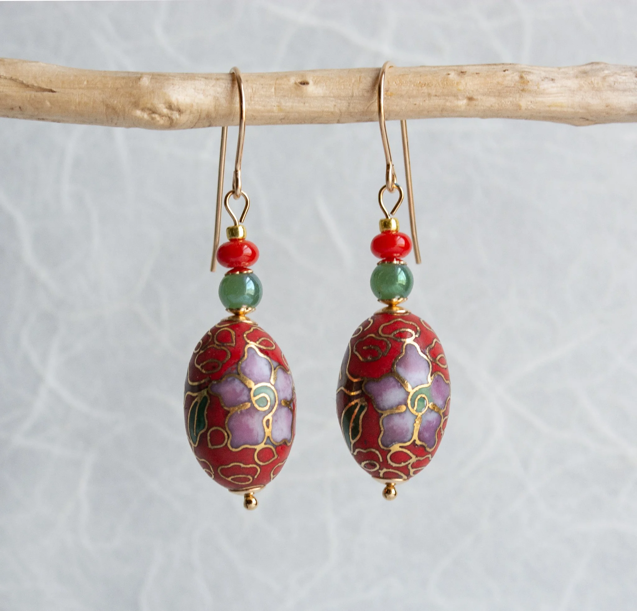 Cloisonne-Red-Coral-Oval Earrings-1-image1-F-Craig.jpg