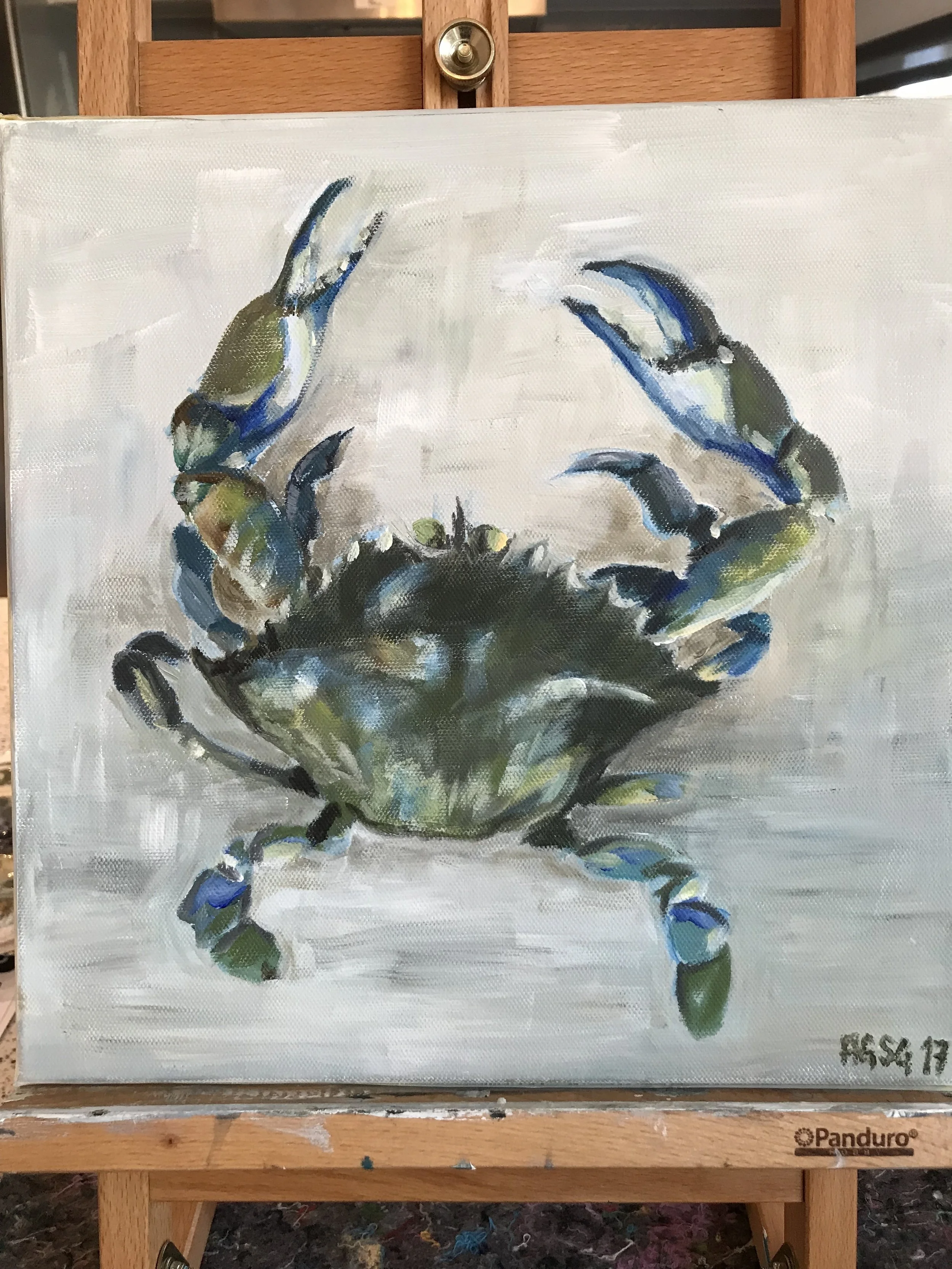 Blue crab, acryl on canvas 30x30.JPG