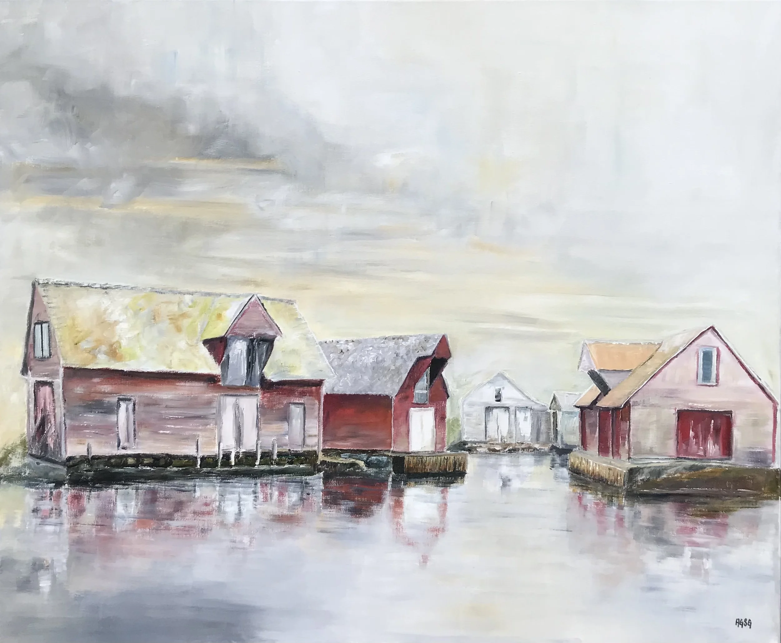 Seahouses at late Autumn, acrylic on canvas 110x100.jpg