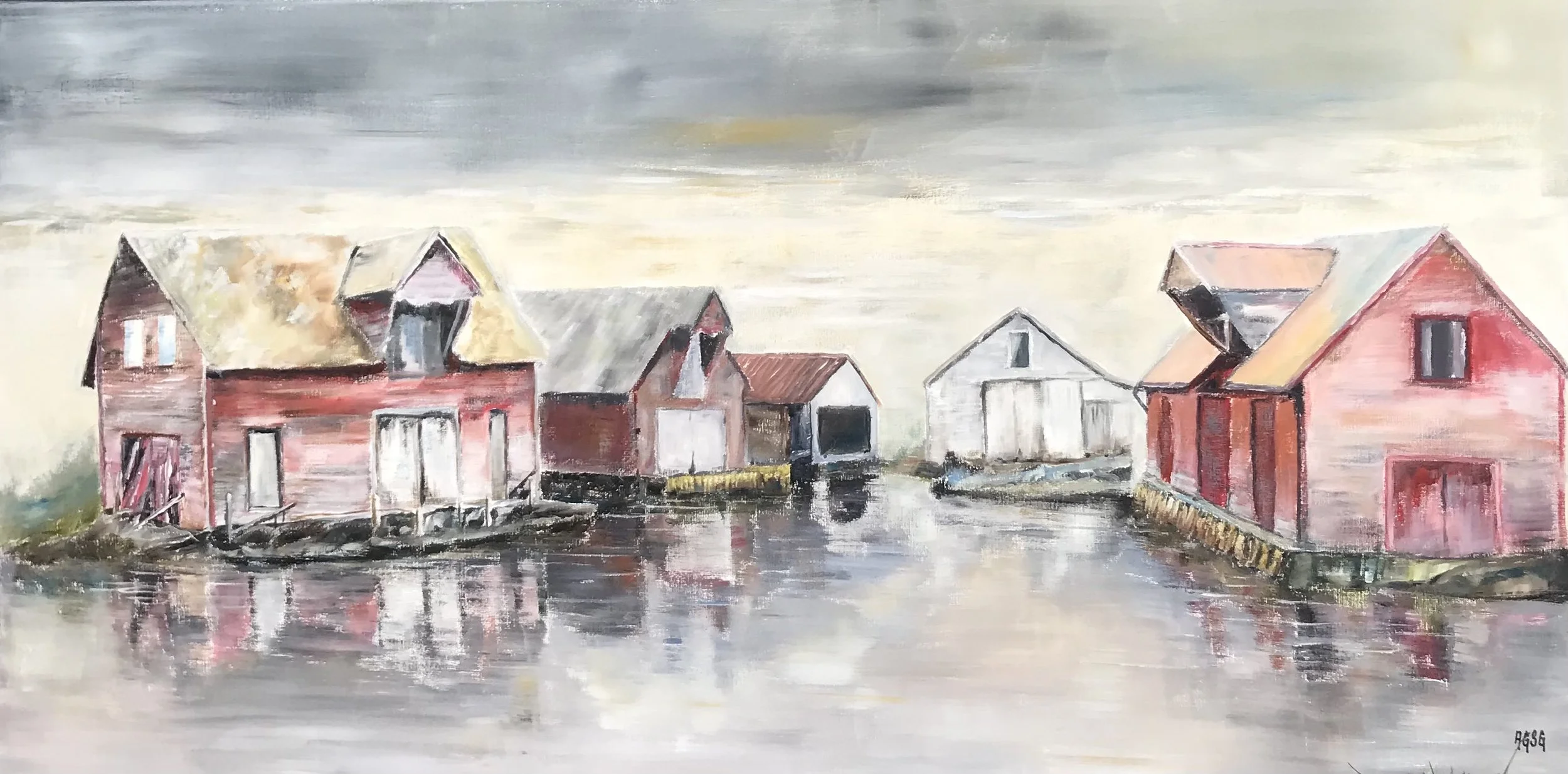 Seahouse Cluster at late Autumn, acrylic on canvas 140x70.jpg