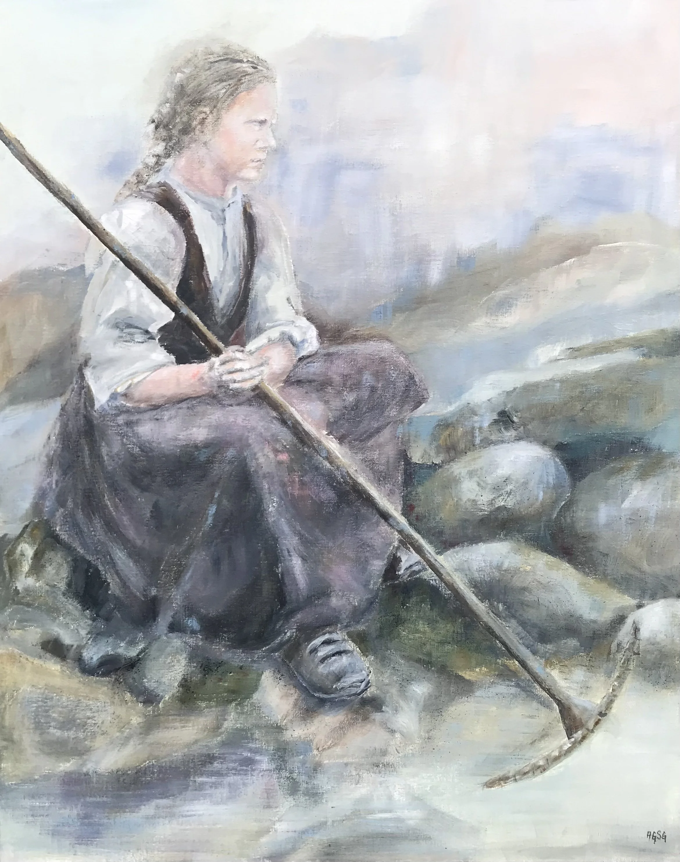 The Girl with the Rake, acrylic on canvas 80x100.jpeg