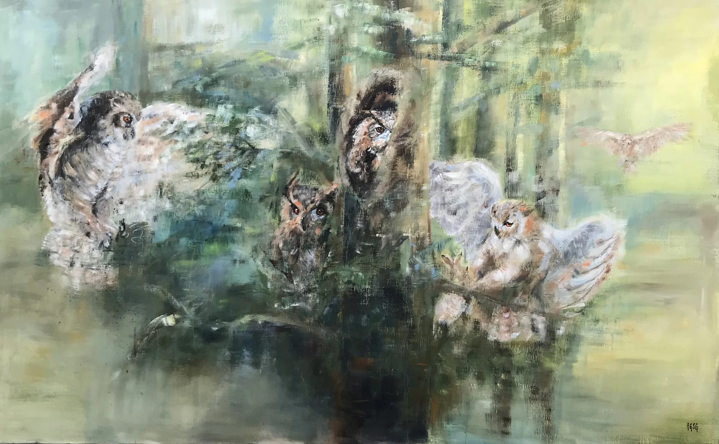 Eurasian Eagle Owls, acrylic on canvas 160x100.jpg