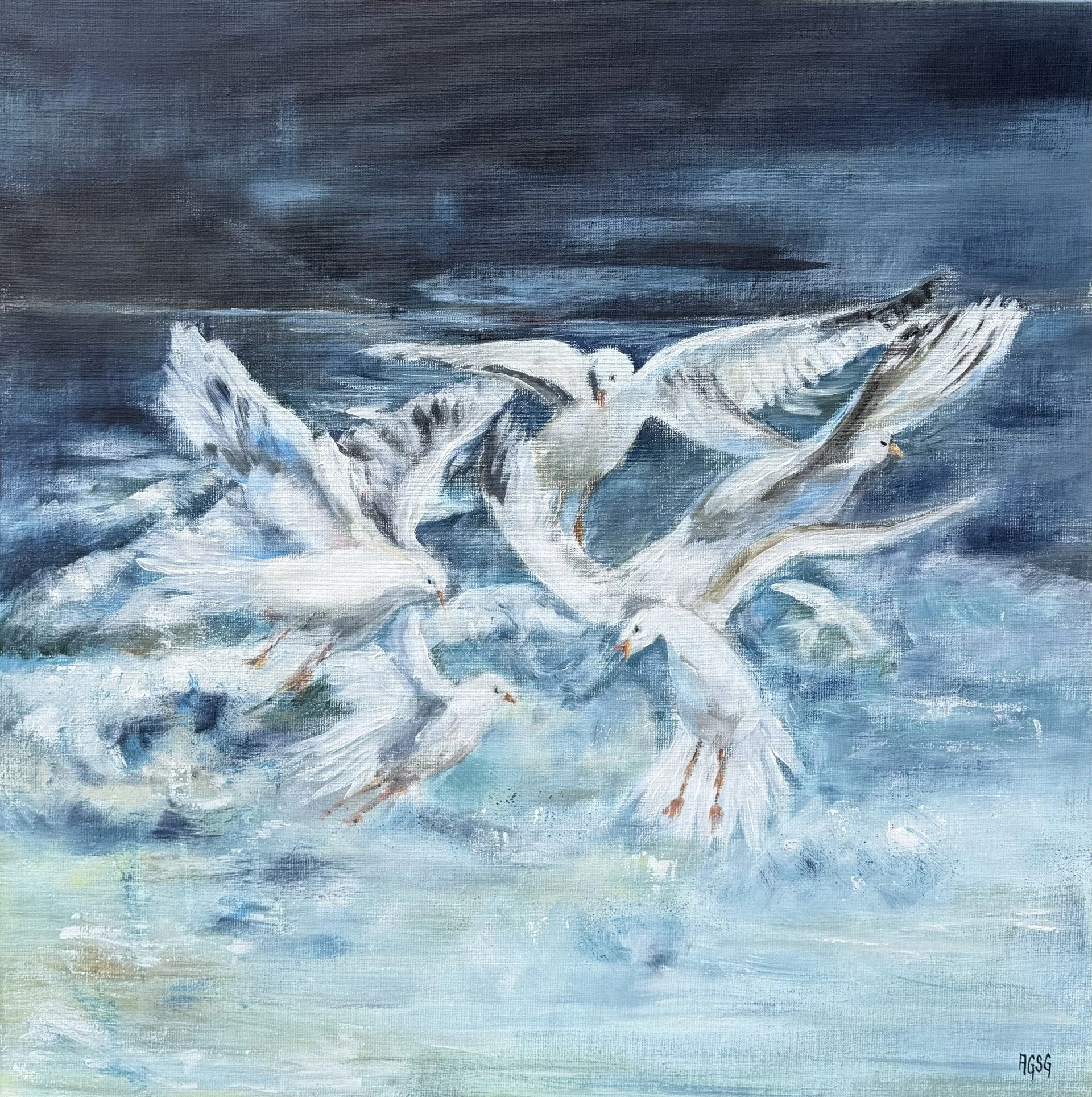 Fighting Seagulls, acrylic on canvas 70x70.jpg