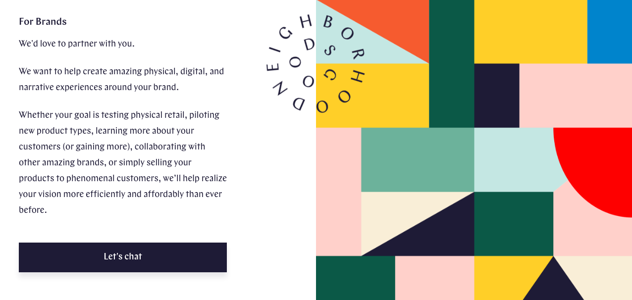Landing page and brand application prompt, pre-launch, spring 2018