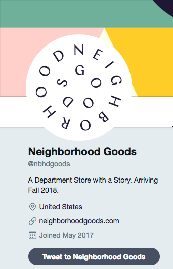Twitter bio containing tagline, fall 2018