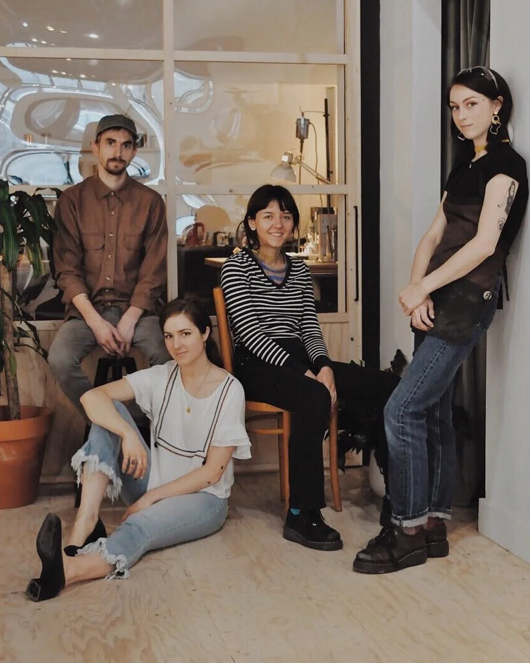 On the left: Jarod and Hayley (the owners) On the right: Marina (me) and Jocelyn (jewelers &amp; idea contributors)