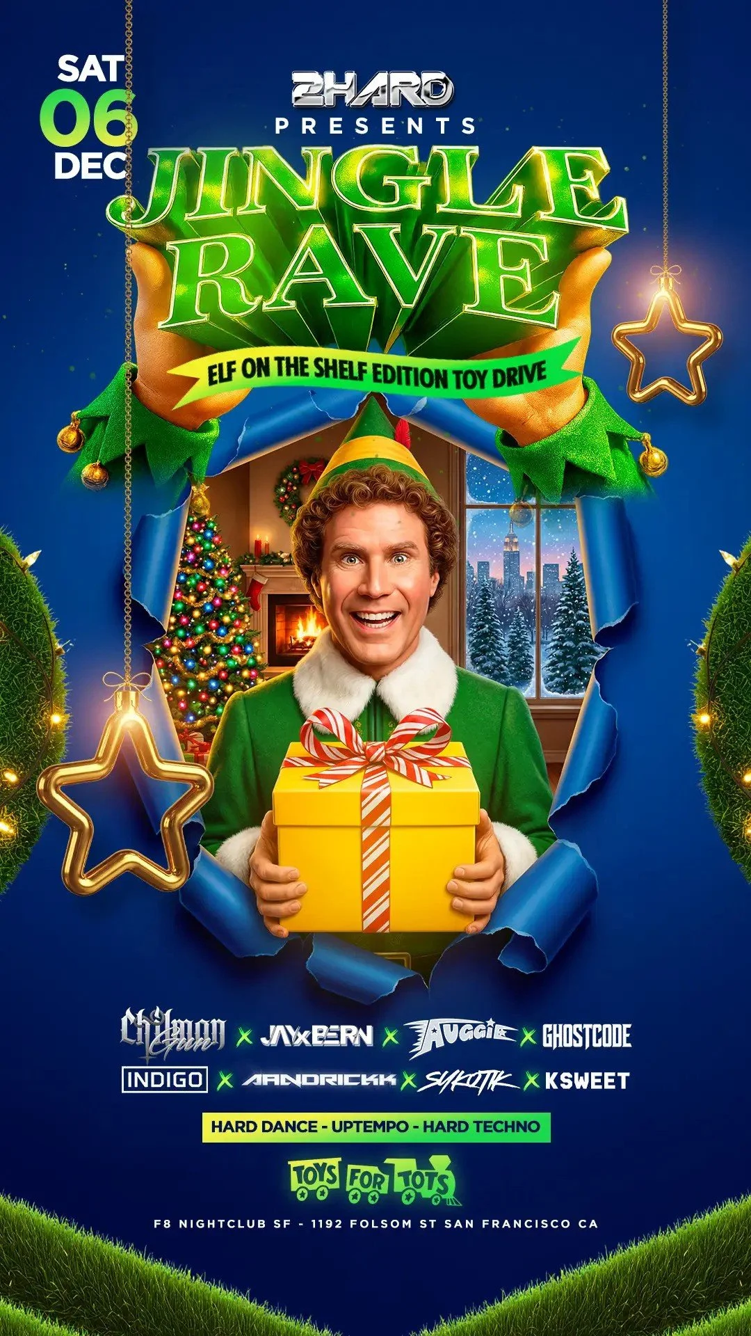 2HARD x Toys for Tots present TOY DRIVE Jingle Rave: Elf on the Shelf Edition