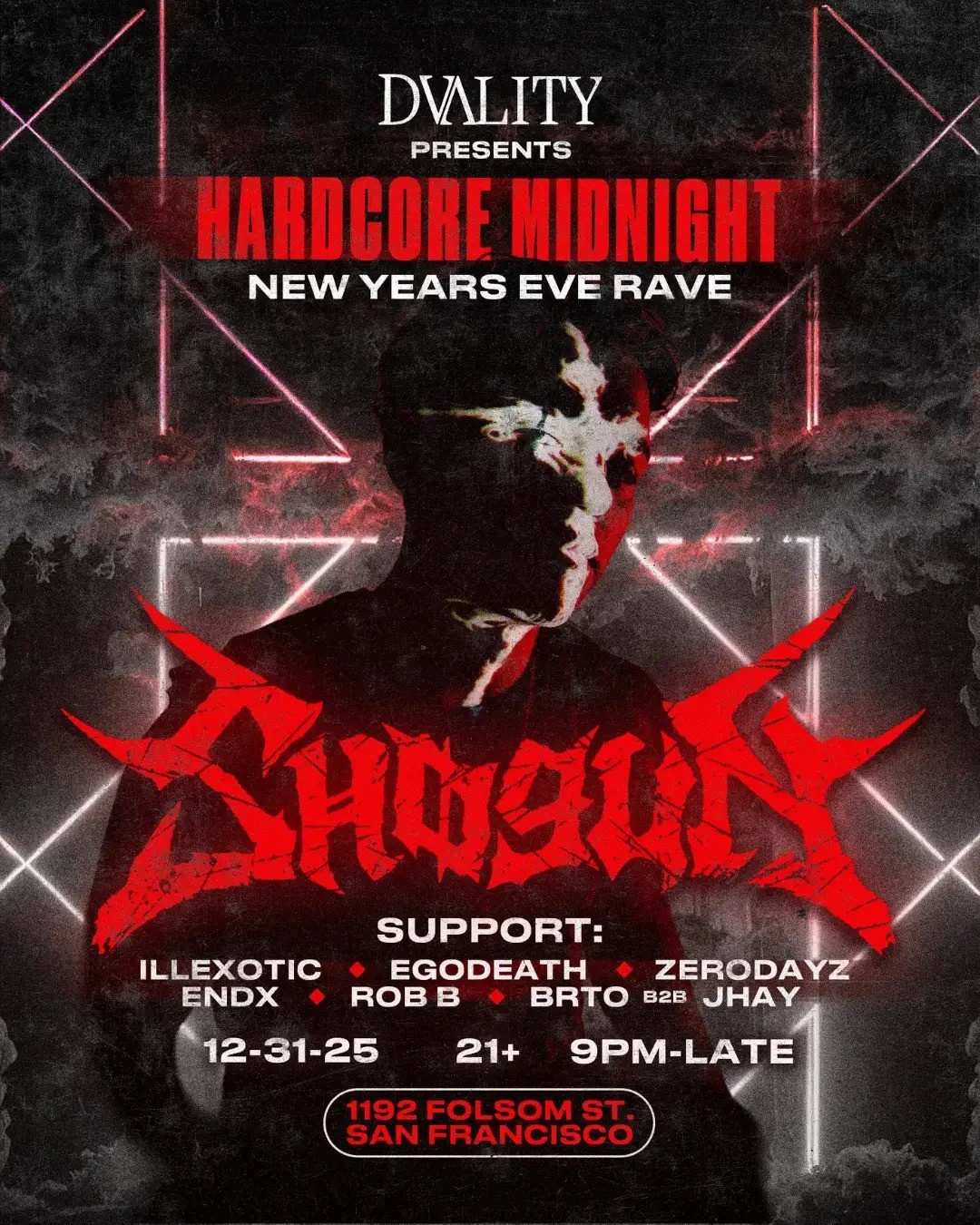 DVALITY presents Hardcore Midnight NEW YEARS EVE RAVE ft. Shogun, Egodeath + more