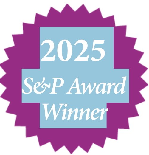 Purple award badge with light blue text reading '2025 S&P Award Winner' and a starburst shape.