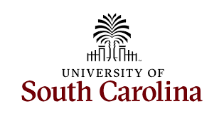 Outline map of South Carolina with the state name in maroon text