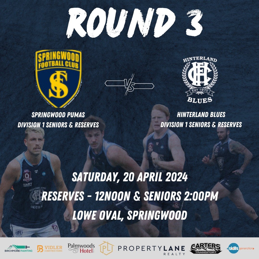 Our Ladies and Thirds have their first Bye of the year, whilst our Seniors &amp; Ressies head off to Springwood Australian Football Club to take on the reigning Div 1 Premiers this Saturday! 💙