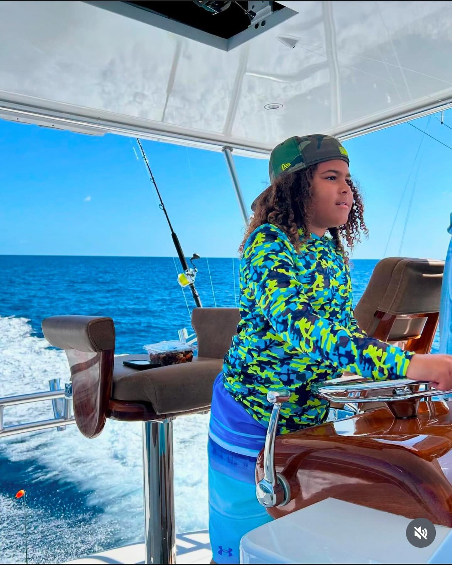 Future Captain aboard our 60&rsquo; Custom yesterday out of Palm Beach. 

#sportfishing #sailfishing #fishingcharter #fishpalmbeach #kidsfishing #customboat #palmbeach #blackbookfishing #blackbookcharters