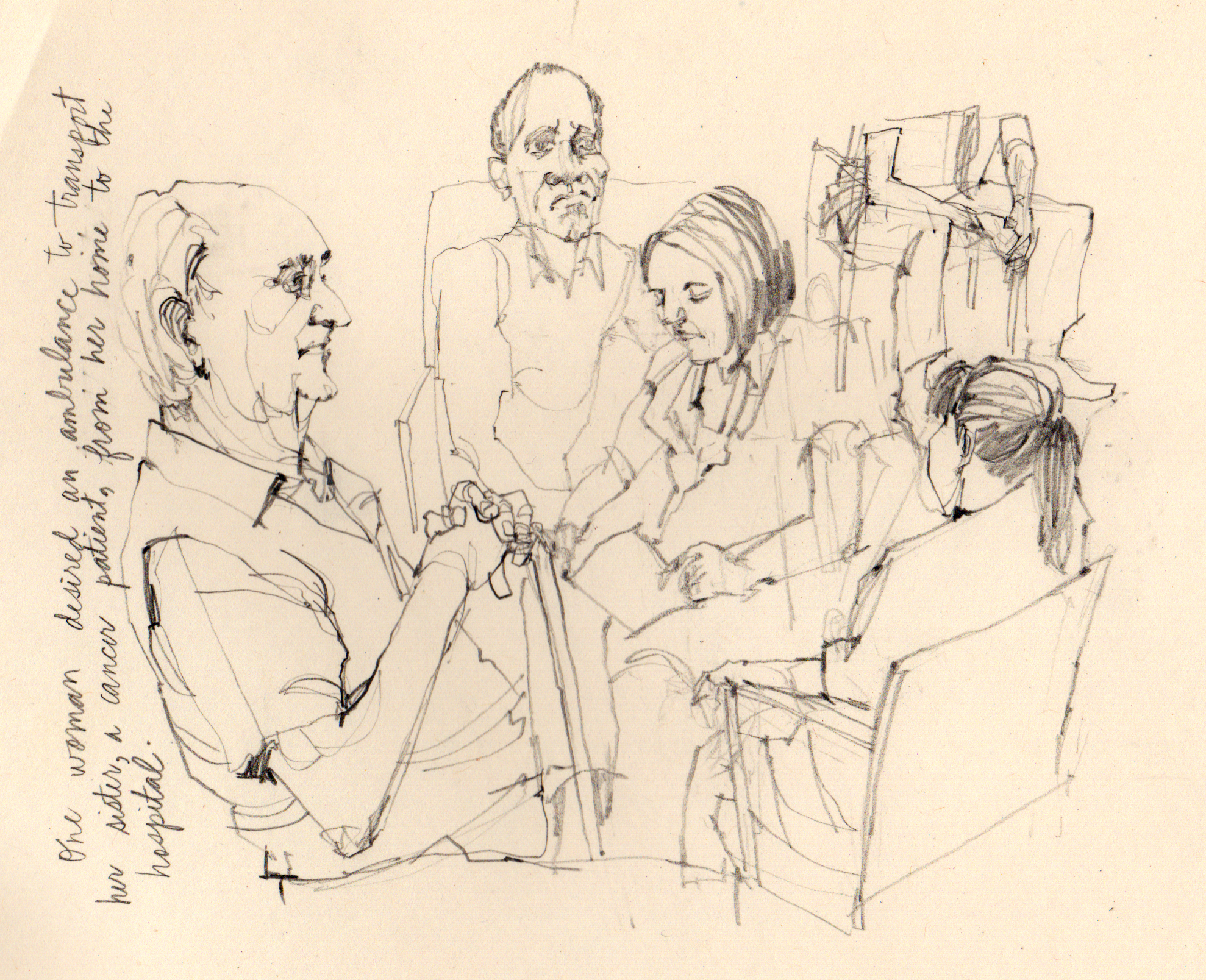  Discarded sketch from an illustration assignment - About the people in waiting rooms of Brazilian politicians 