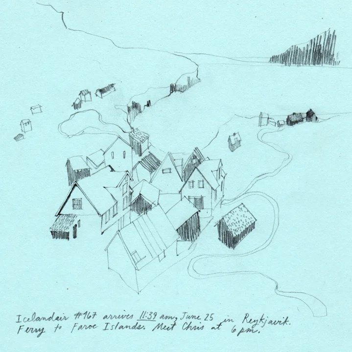 Discarded sketch from an illustration assignment - About the Faroe Islands in Iceland