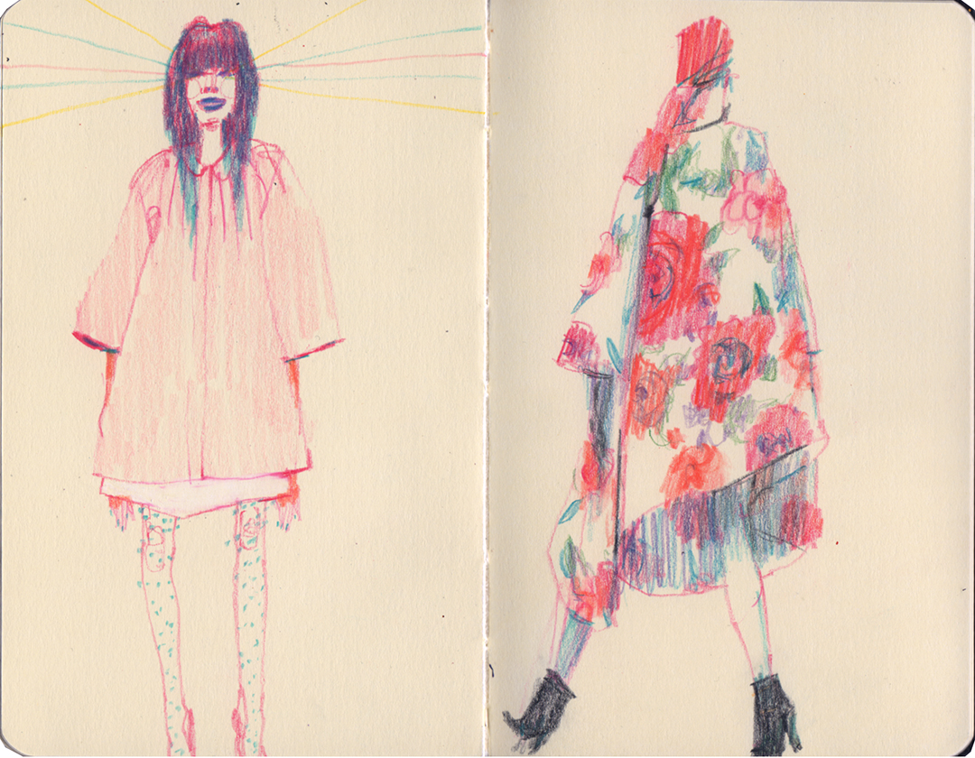  Morning warm up sketches inspired by Karen Walker Mainline A/W 13 and Commes des Garçons F/W 12 