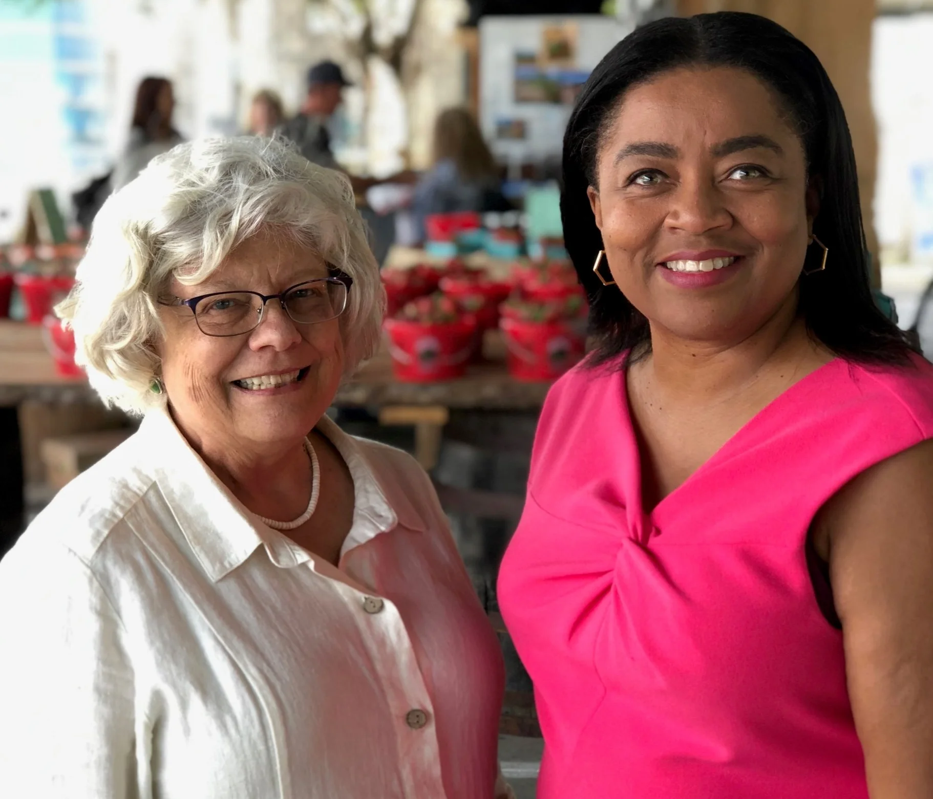 Brenda Butka (left) and Angela Crane-Jones are the newest members of the Nashville Farmers’ Market Board of Directors. Angela, who is filling out the term of her predecessor, will serve until 2021. Brenda’s term will expire in 2024.