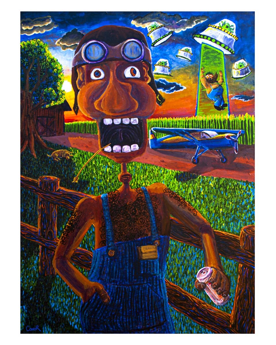 Chase Dem Saucers     -     3'x4' Acrylic painting
