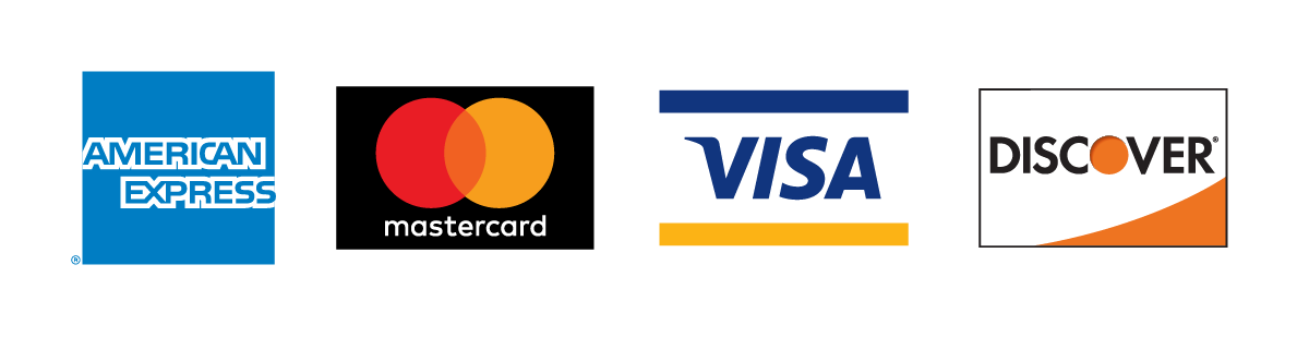 image of the American Express, Mastercard, Visa, and Discover logos