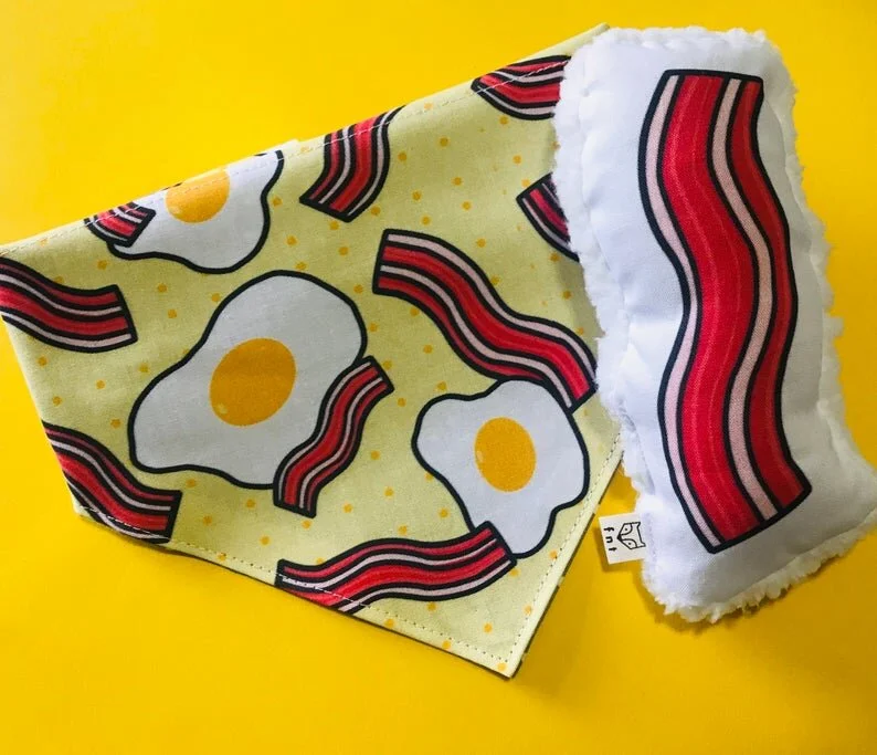 Bacon and Eggs Dog Bandana and Toy — Fox Named Todd