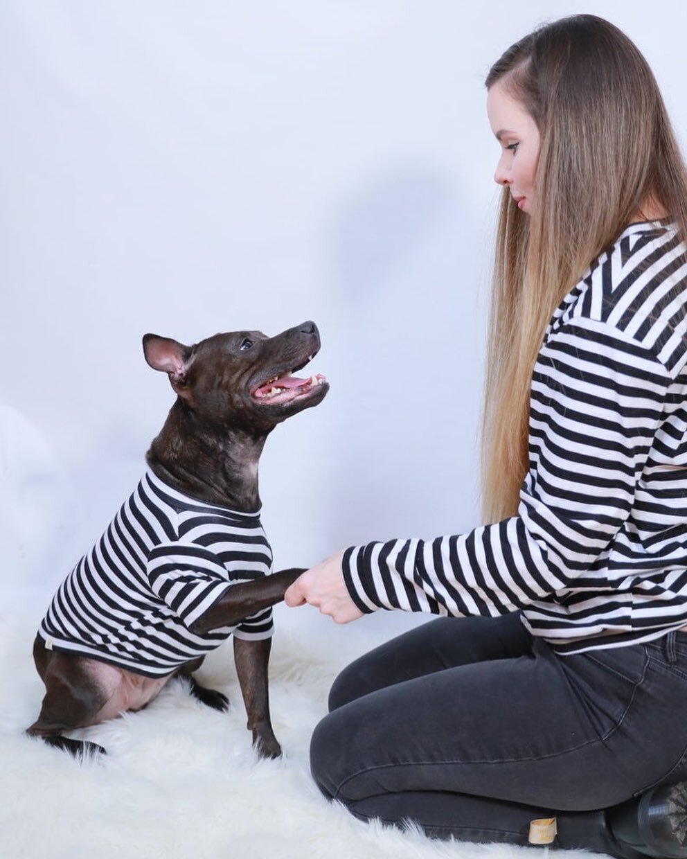 Twinning 💕 Stripe tees for Dog and Mom Available now! 🦊