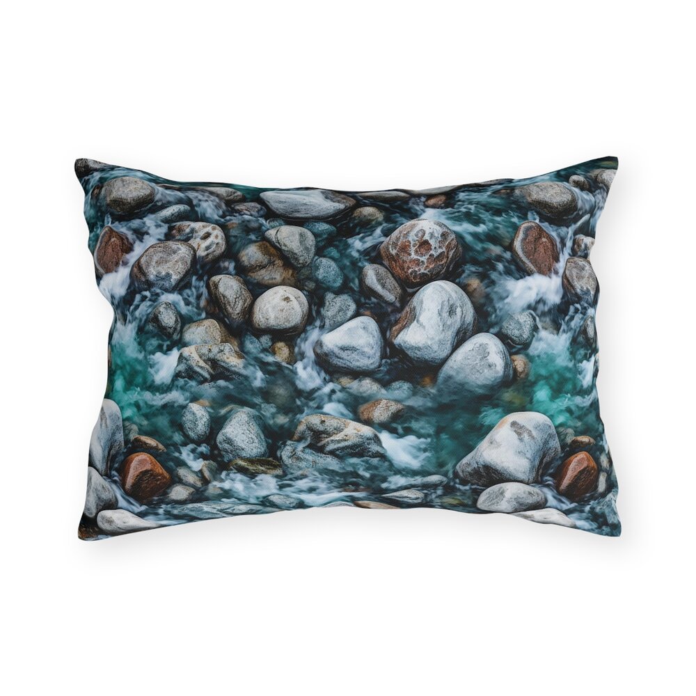 Cottagecore River Rock Outdoor Pillow: 3D Tromp L'oeil Optical Illusion  Nature Inspired Hyper-Realistic Print, Cool Patio Garden Decor Gift — Baja  Off The Grid