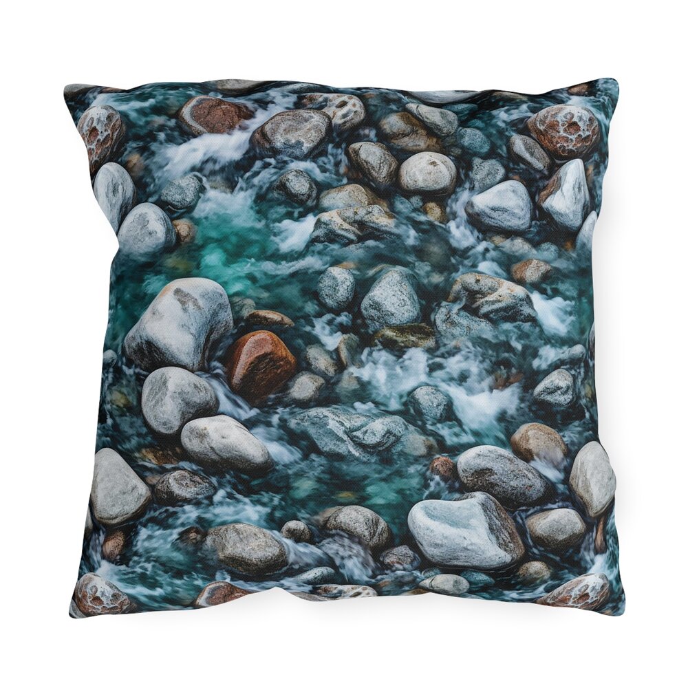 Cottagecore River Rock Outdoor Pillow: 3D Tromp L'oeil Optical Illusion  Nature Inspired Hyper-Realistic Print, Cool Patio Garden Decor Gift — Baja  Off The Grid
