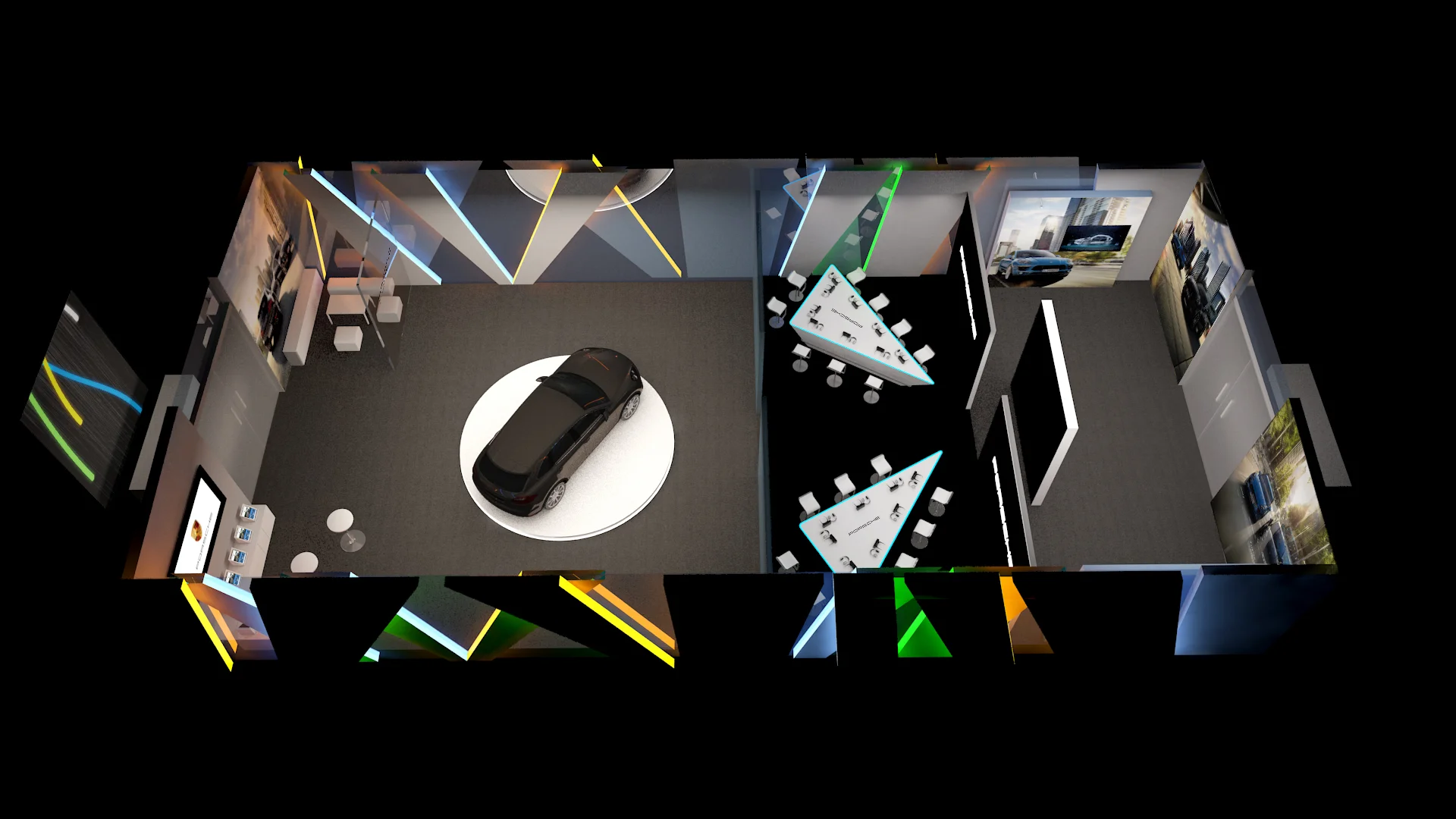 Our story is designed to utilise our technology to totally immerse the audience, bringing to life the way a Macan makes you feel, and how it can complement your life. Guests will move into our intensified zone, sit in our high chairs, and don the Oc…