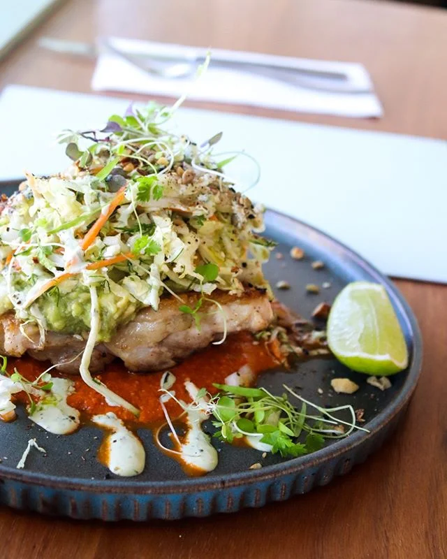 Meet our N E W Slow Roasted Chicken with cabbage, zucchini and dill slaw, spring onion, pickled carrot, basil pesto, smashed avocado, romesco sauce and lime. Yes, it's calling your name! 👉 👉