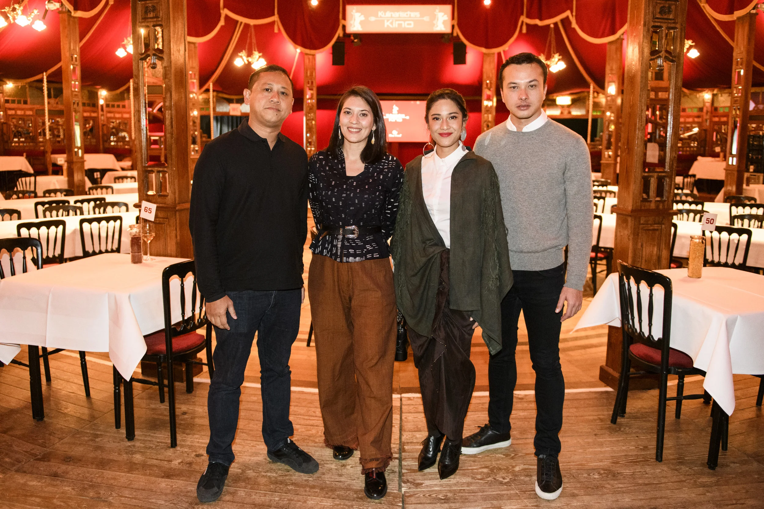 Edwin, Hannah Al Rashid, Dian Sastrowardoyo and Nicholas Saputra (left to right) at the pop-up restaurant. Photo courtesy of Berlinale/ Piero Chiusi