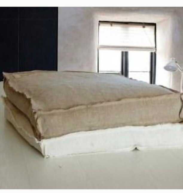 We will cover your mattress cushions in laundered flax linen .