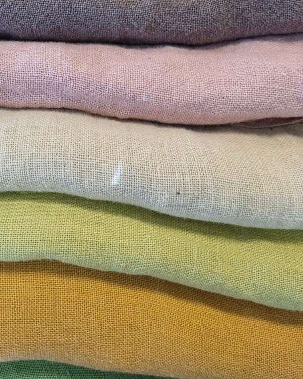Dyed and enzyme washed jute , stunning for curtains . R190 per metre on special.  140 cms width.