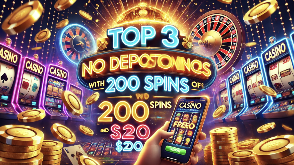 TOP 3 online casinos with a no deposit bonus of 200 spins and $200