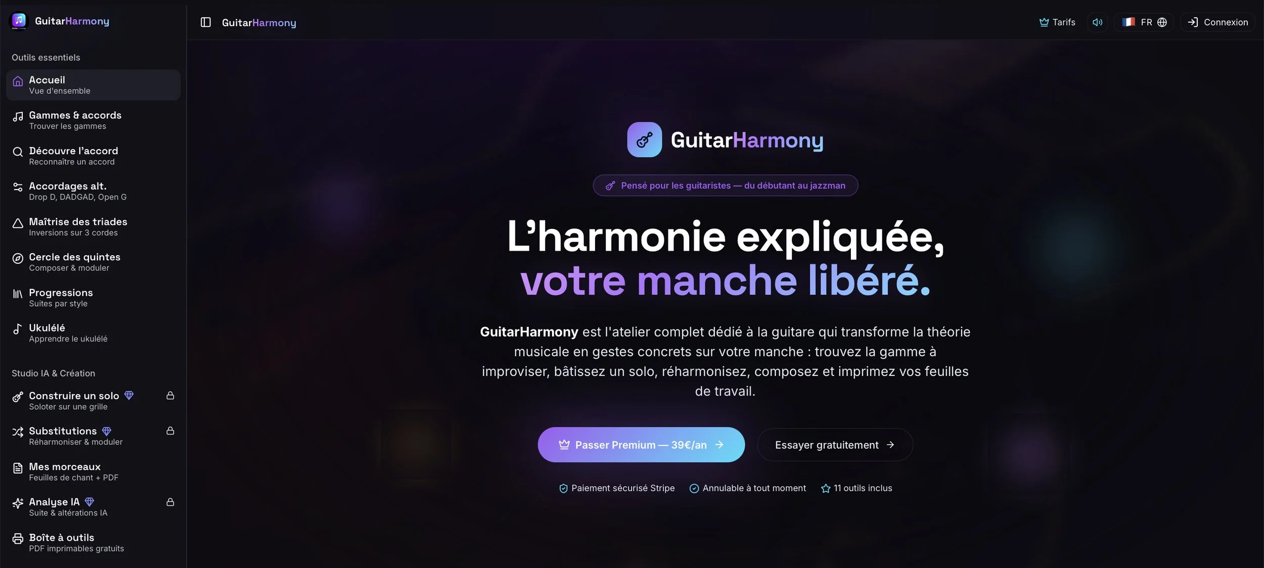 Harmonie Guitare : Domptez votre guitare avec GuitarHarmony.app 