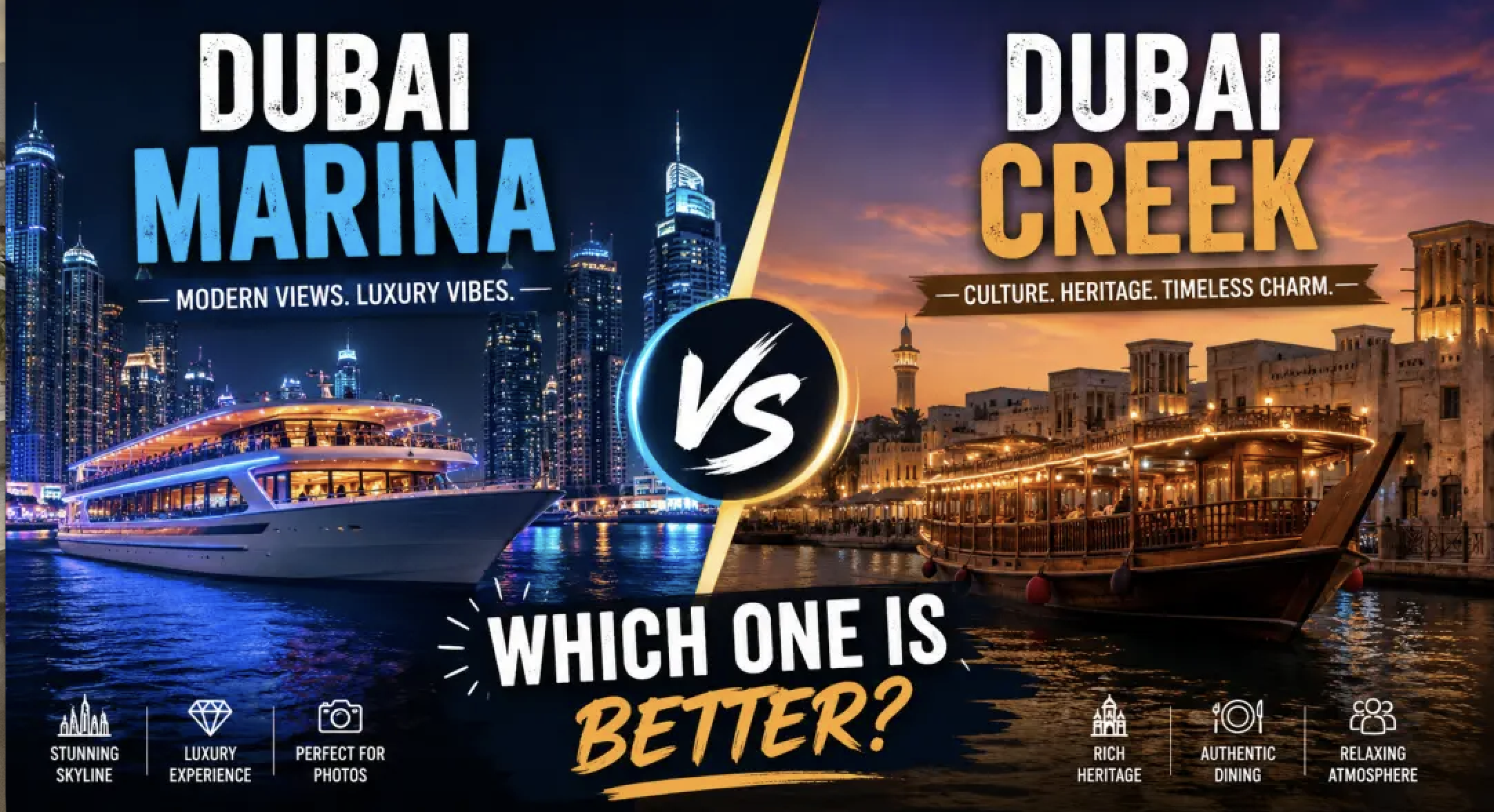 Dubai Marina vs Dubai Creek Dhow Cruise: Which One is Better?