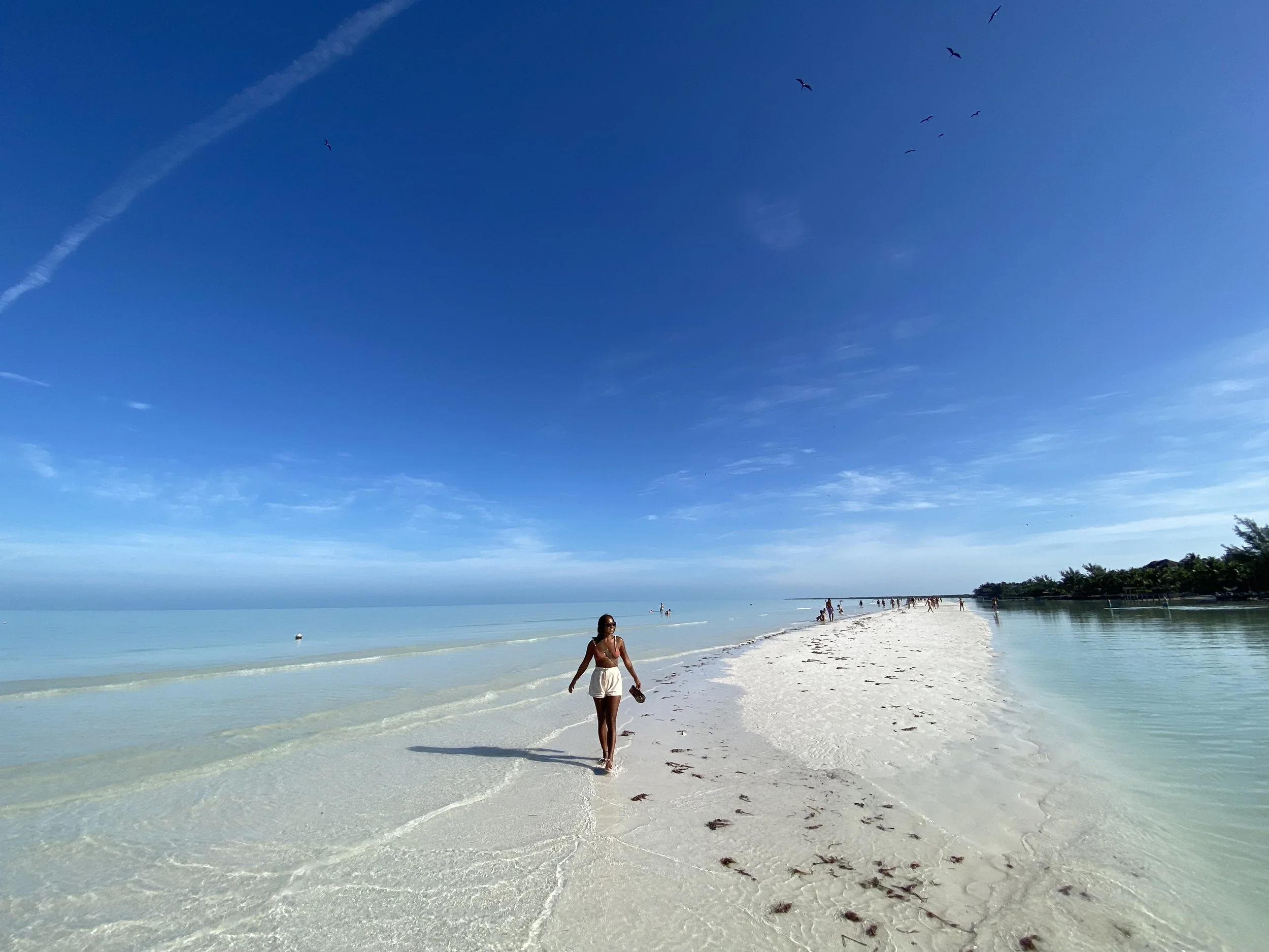 Walking on the Punta Mosquito sandbar