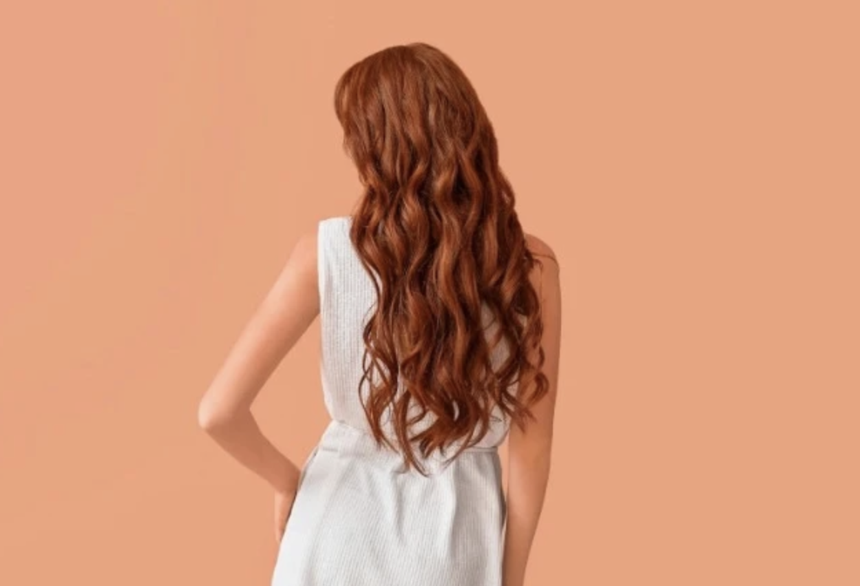 a woman with red hair