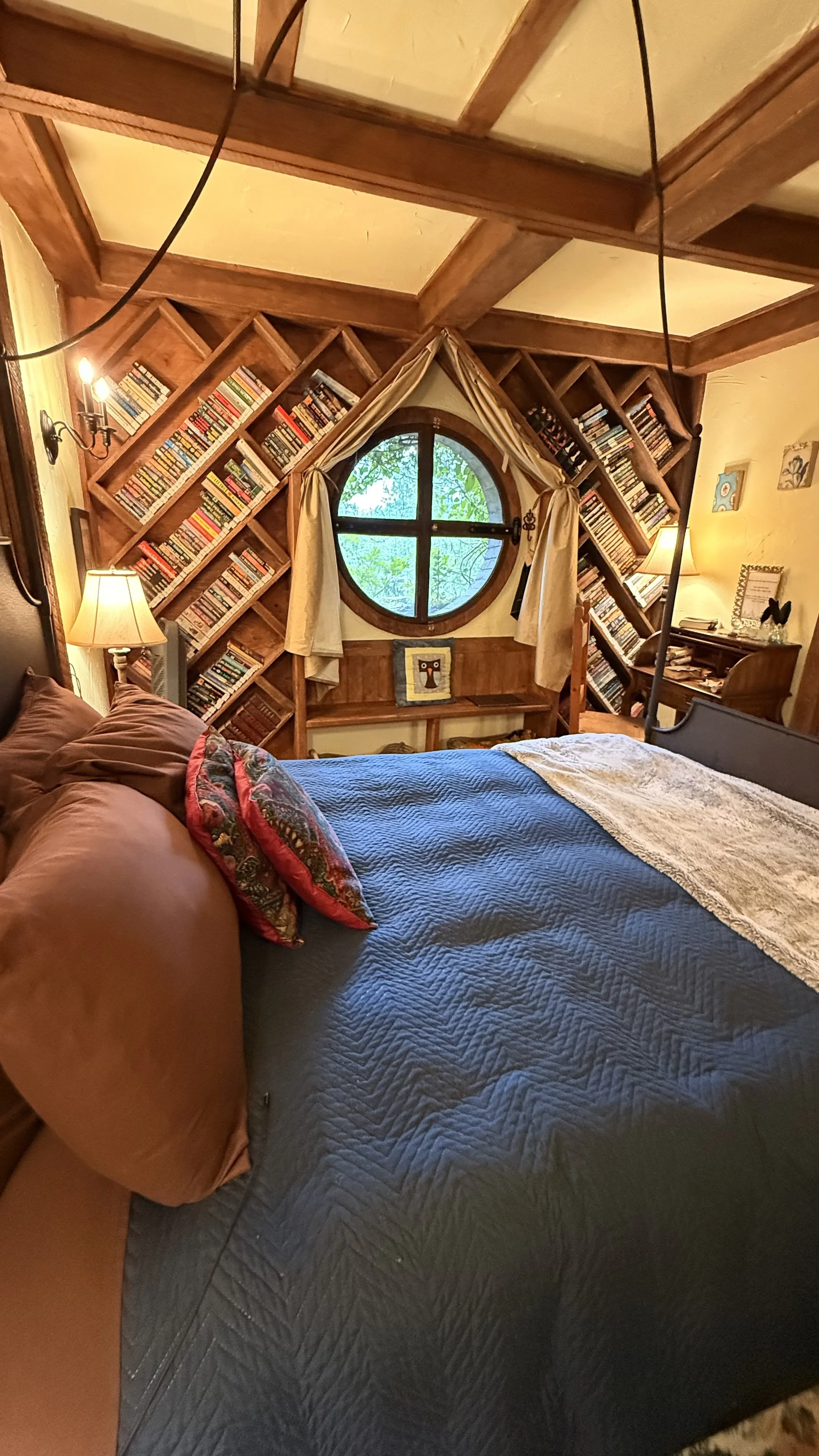 The bedroom/library at the Shuswap Shire