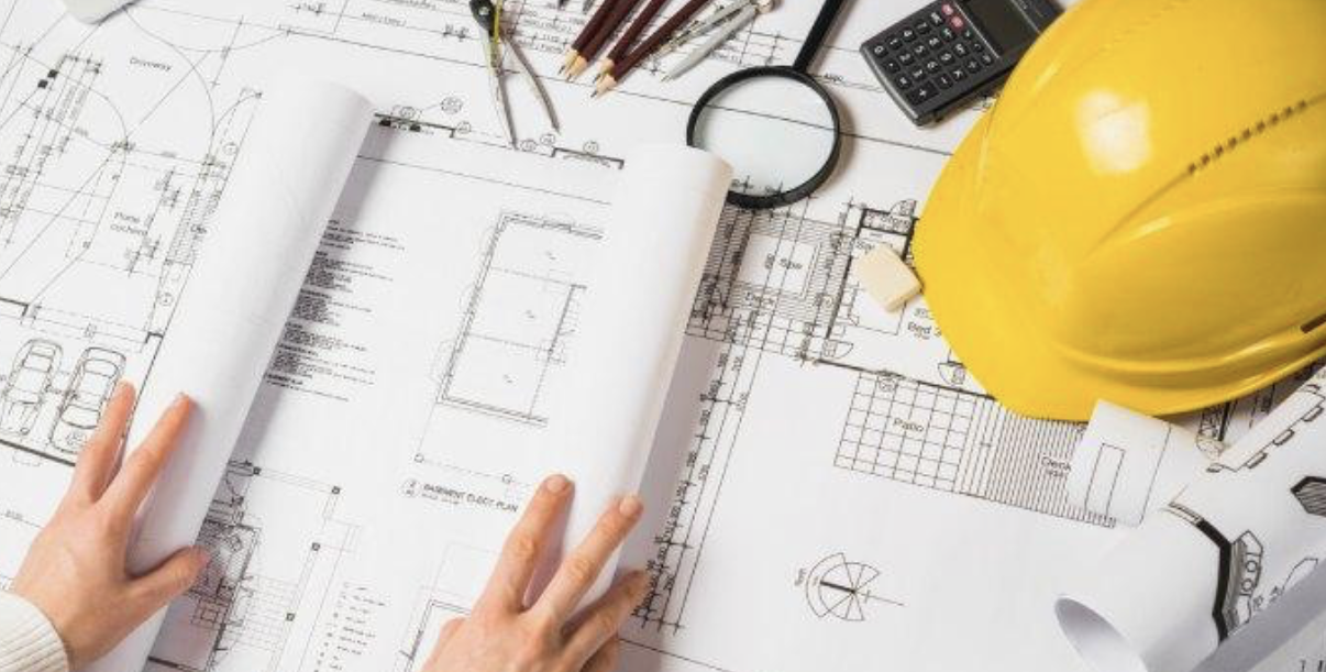 A set of construction blueprints