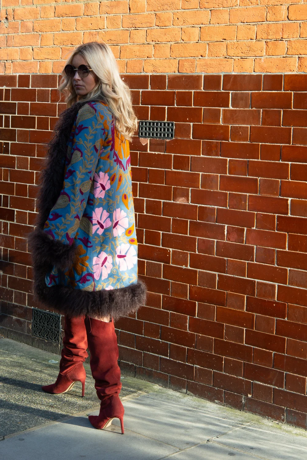 Suzani Shearling Trim Coat — Marais London