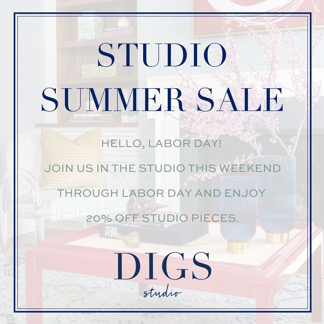 SUMMER SALE! Enjoy 20% OFF in the studio starting this weekend through Labor Day Weekend. (Note: we are not open on the Labor Day Holiday). 💙