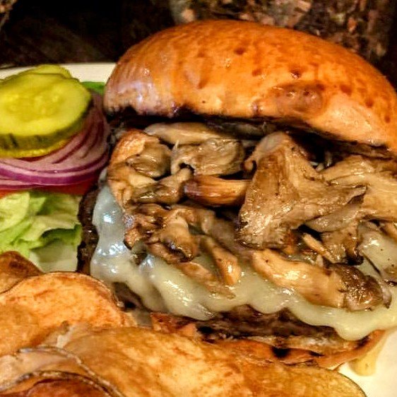 A classic combination for a reason. This week's #wildgame burger will feature fresh mushrooms and Swiss cheese. Still only $15 every Friday at lunch.