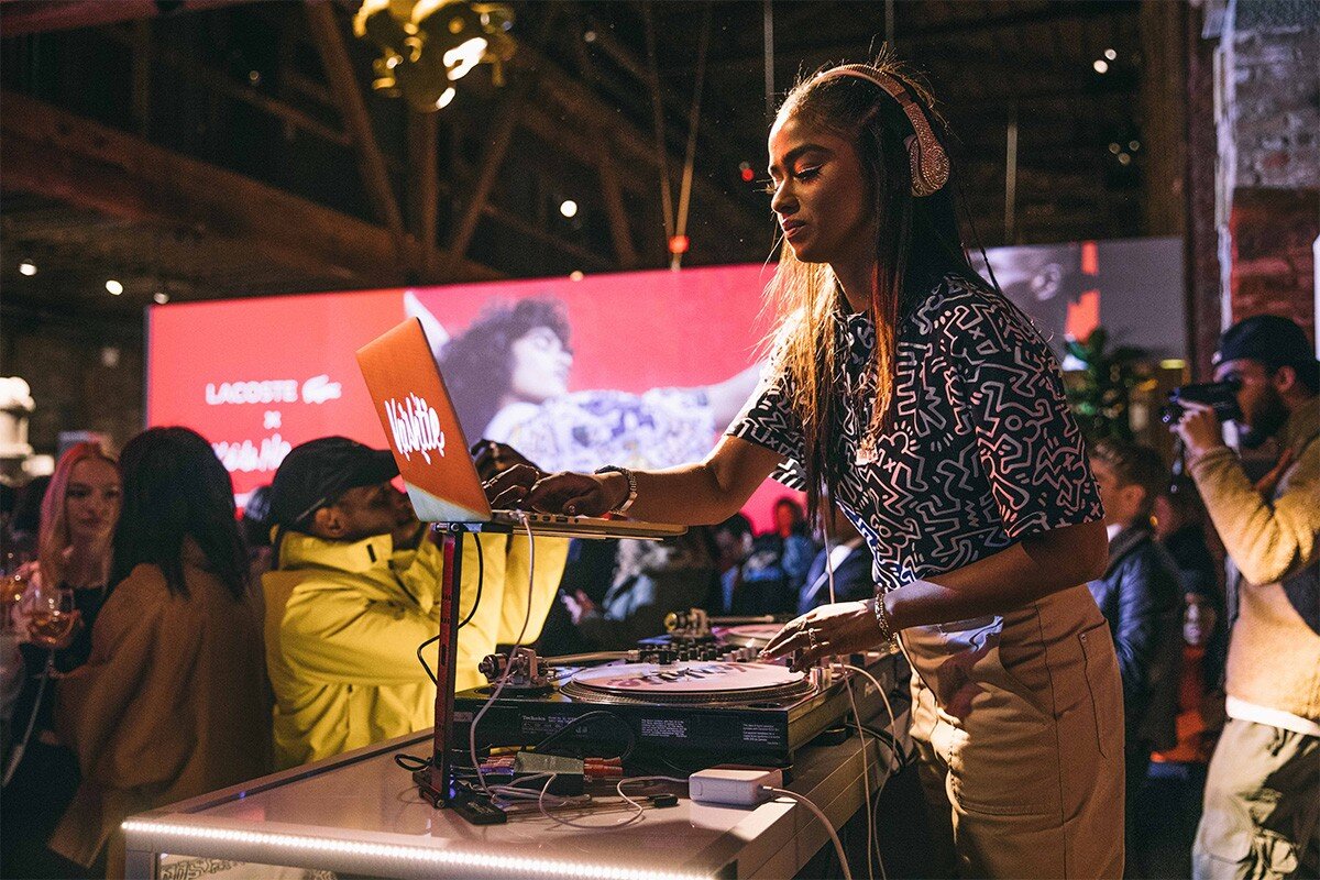  DJ Vashtie Kola at the Lacoste x Keith Haring collaboration launch, Pioneer Works 